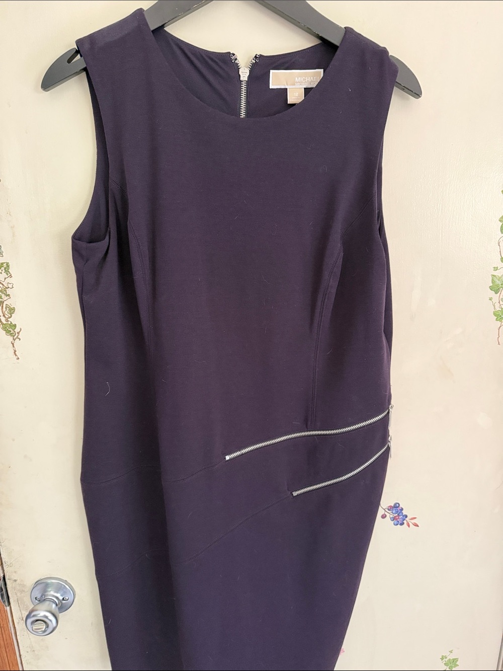 Michael Kors Black Sheath Dress Size 12 with Angled Zippers NWT